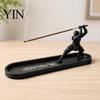 Samurai Armor Incense Holder Swords Burner Ornament with Ash Tray, Zen Style Creative Stick Stand for Home Office Decor, Meditation Gifts Men And Tea