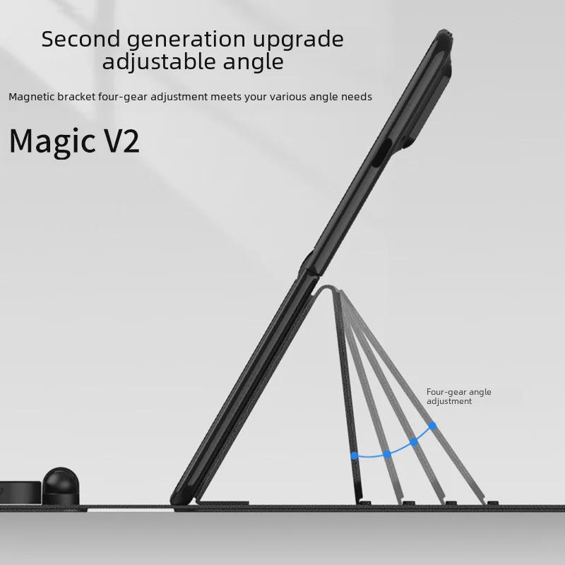 Чехол для планшета Huawei Honor Magic v2 со складным экраном: Подставка для клавиатуры из однотонной кожи с беспроводным Bluetooth.
