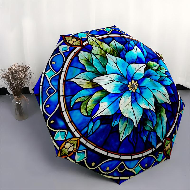 Color Retro FlowerThemed Automatic Opening and Closing umbrella 8 Ribs, Suitable for Leisure and Going Out, Outdoor Accessory, Gothic Styl