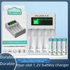 Интеллектуальное зарядное устройство USB с ЖК-дисплеем для NiMH/NiCd аккумуляторов AA/AAA - 4 слота, 1,2 В