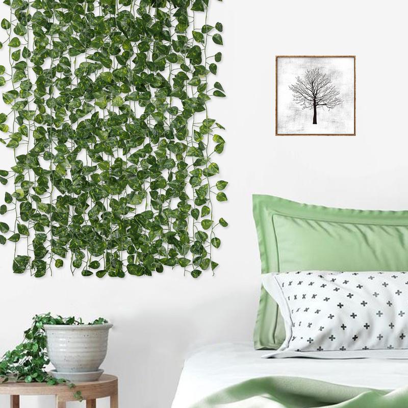 12 шт. 2,1 м искусственная гирлянда из листьев плюща, искусственные растения, имитация лозы, растения, листья винограда для дома, свадьбы, внутреннего и наружного украшения стола