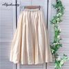 Японская мори девушка весна лето женская абрикосовая юбка с высокой талией жаккардовая хлопковая мягкая юбка элегантная однотонная миди повседневная свободная юбка