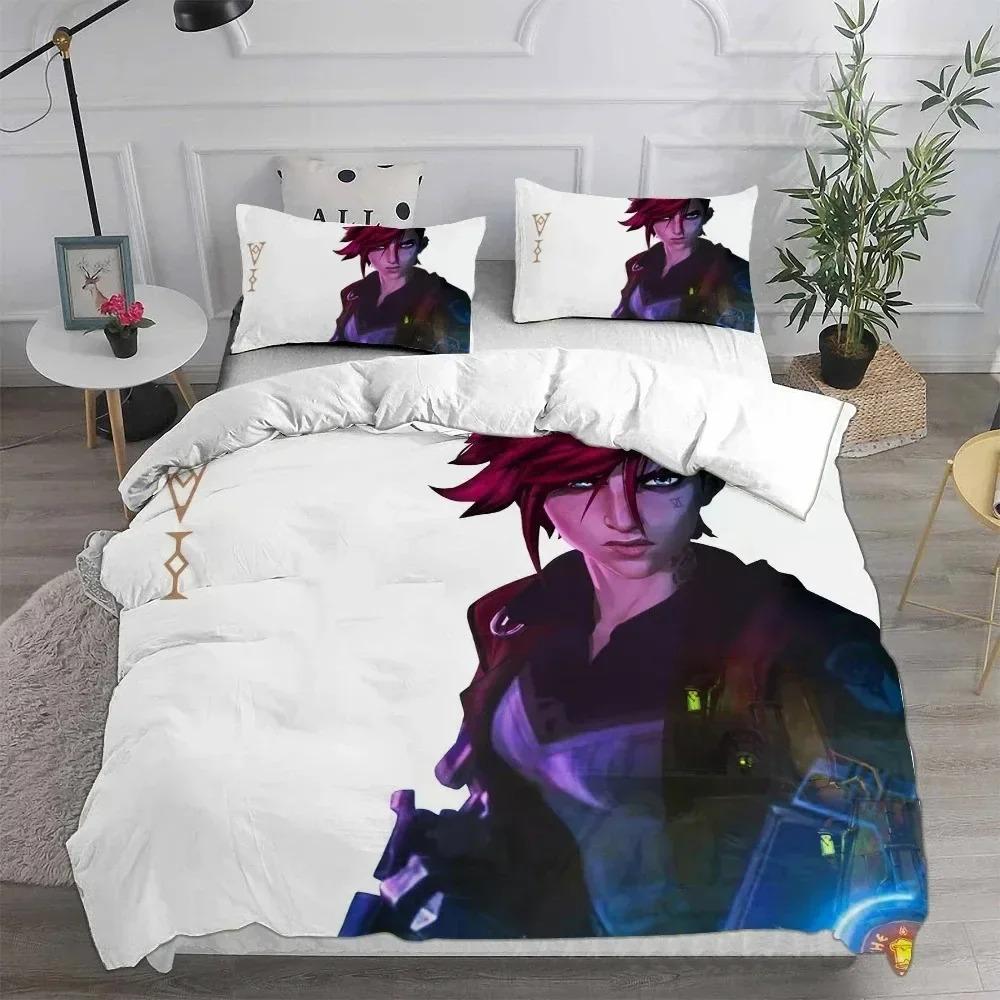 Duvet Cover Pillowcase 3D Anime Arcane J-JinX Bedding Set 3pcs Single/Twi /Full/Queen King Size Kids Boy Girl Bedroom Gift