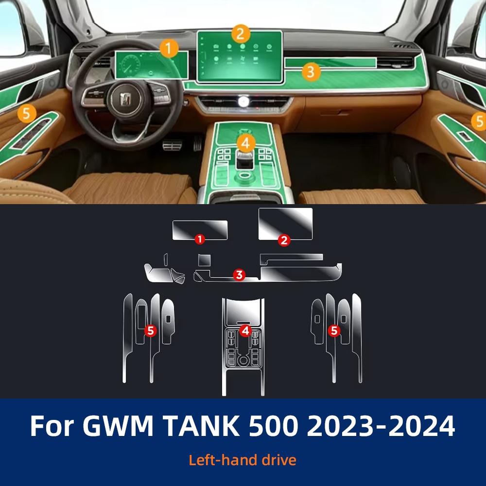 Car Interior TPU Protector Anti-scratch Film For GWM TANK 500 -24 Auto Protective Transparent Anti-tear Stickers Accessories