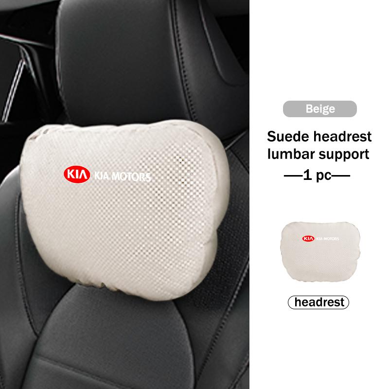 ACZ2 Car Styling Soft Suede Headrest Neck Support Seat Breathable Waist Pad Pillow Mat For KIA Sorento Stinger Soul Spectra Niro