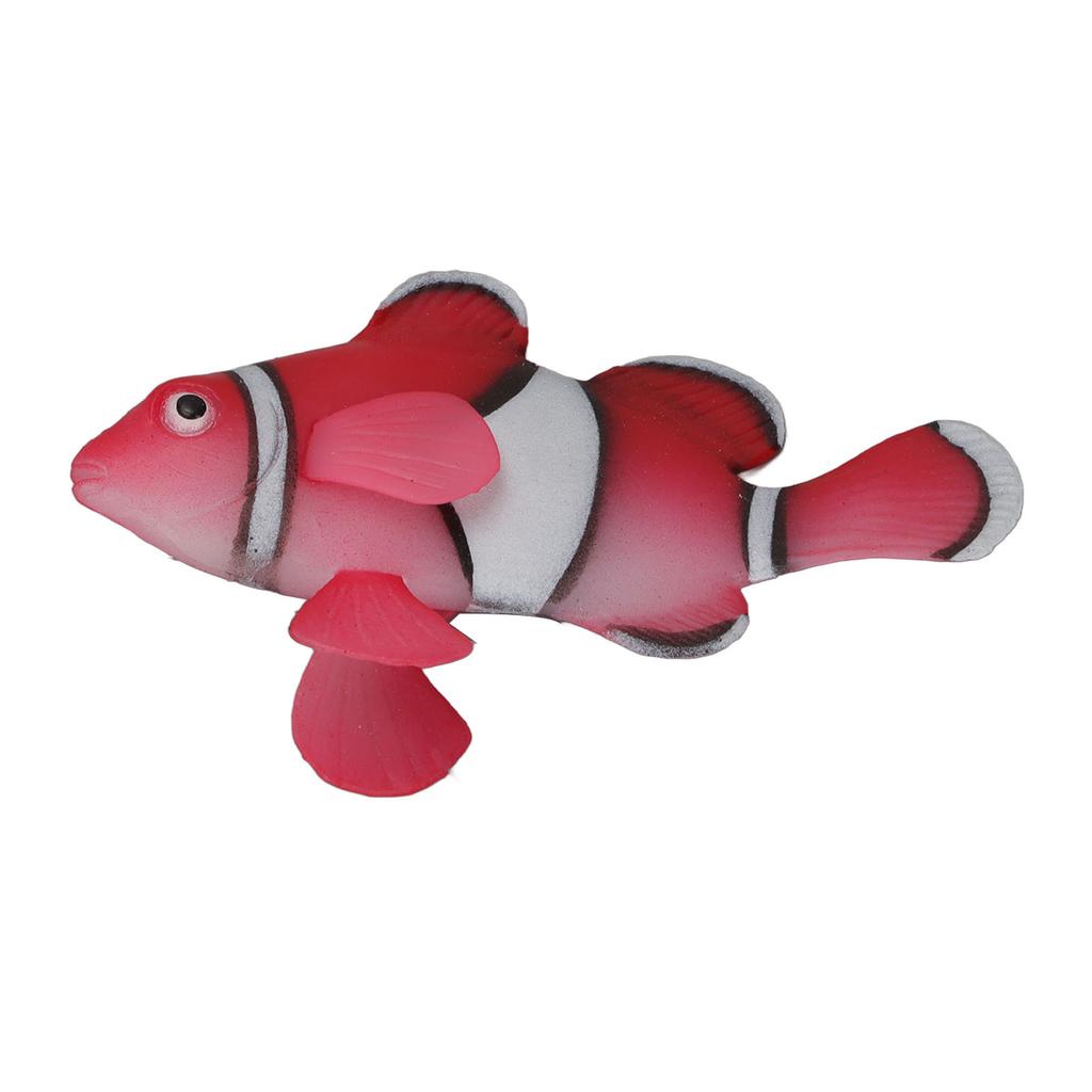 Silicone Artificial Floating Clownfish Glowing Effect Aquarium Floating Clownfish Decoration with Suction Cup Red