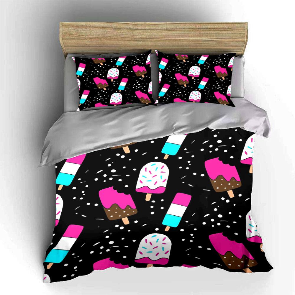 "Ice Cream Theme Decor Set" Bedding Set with 1 Duvet Cover 2 Pillowcases Single Double King Queen, Gift