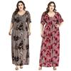 Plus Size Women's Knitwear New V Neck Print Maxi Dress