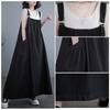 Women Summer Vintage Loose Denim Overall Dress - Adjustable Shoulder Straps Square Collar Side