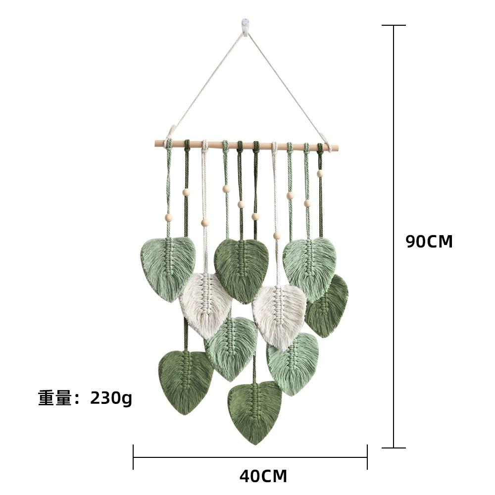 Macrame Wall Hanging Leaves Bohemian Wall Hanging Woven Tapestry Large Chic Woven Leaf Tassel Handmade Woven Wall Art for Bedroom Nursery Home 90x40cm