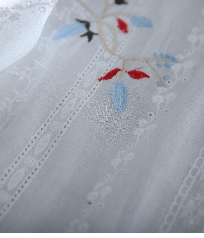 Кружевная вышитая рубашка с V-образным вырезом, стройнящая фигуру, для женщин - летняя повседневная, с завышенной талией, со средним рукавом