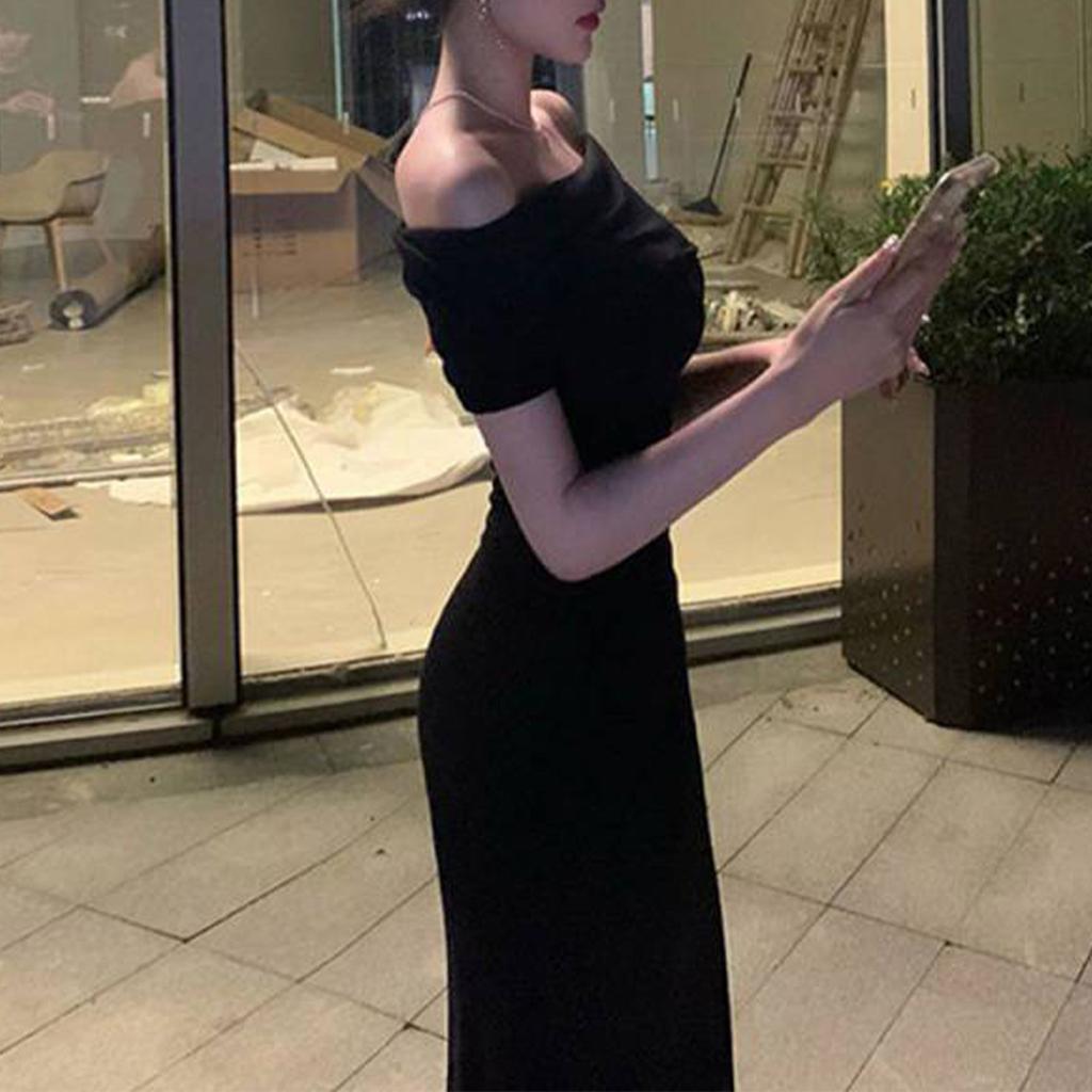 Платье с длинными рукавами на одно плечо для женщин осенью и зимой, модное прилегание и эффект похудения