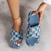 European and American Large-size Sandals 23 New Summer Wind Casual Platform Lazy Slippers Women's Hairy Denim Sandals