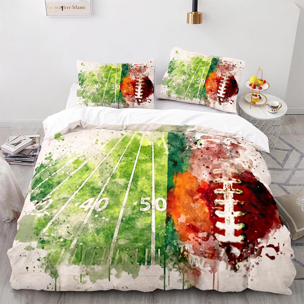American Football Duvet Cover Set Queen/Full/King Size Skull Bedding Set 3pcs for Kids Boys Teens Sports Gaming Comforter Cover