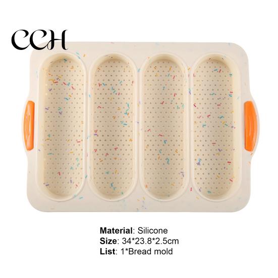 Bread Baking Mold 4 Grids Food Grade Baguette Tray Indoor Silicone Anti-scalding for Restaurant
