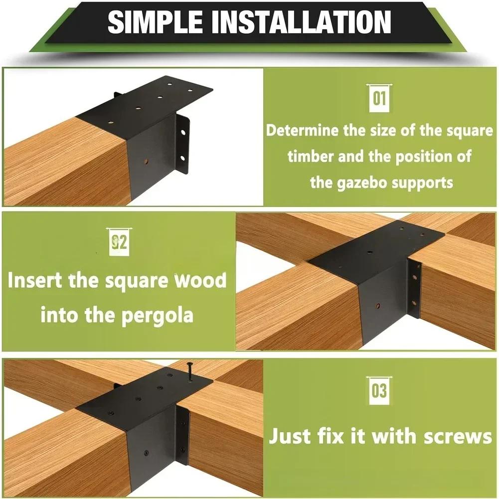 1pcs Pergola Bracket Wall Mount Set Replacement Pavilion Column Connector With Screws Galvanized Steel Bracket Hardeware Kit