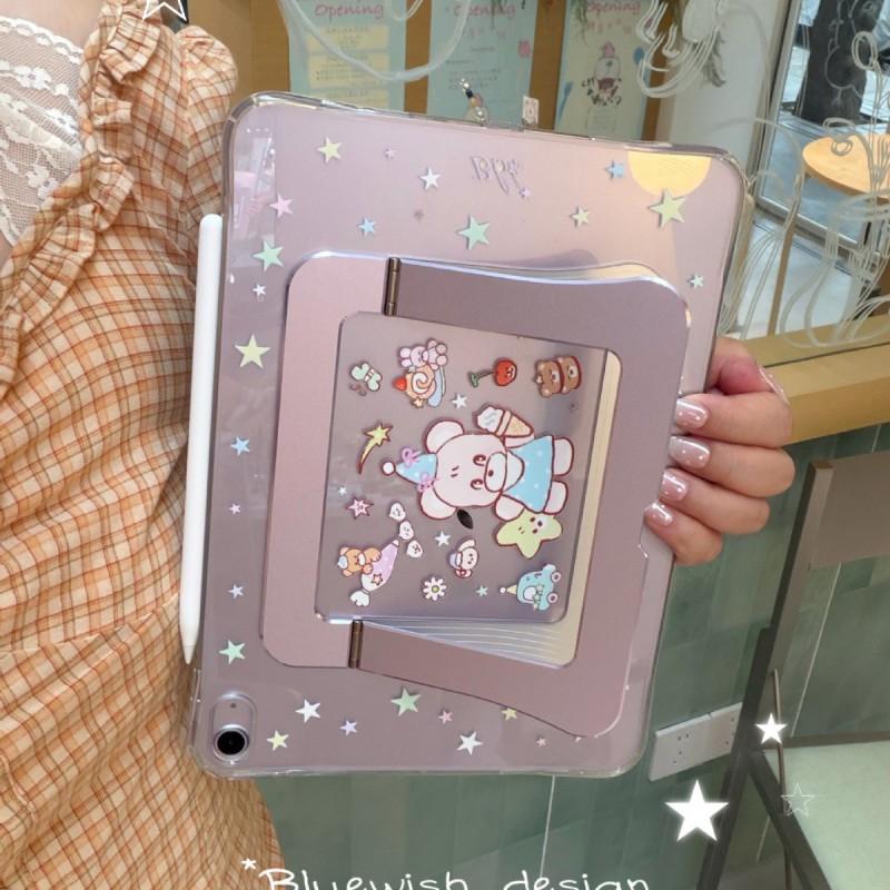Cartoon Bear Shockproof Case With Stand IPad Mini 7/6 Air 6/7/8 Pro 11/13 Inch 2024-2025 Models Sleep Wake Support