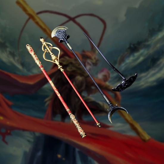 4 шт./компл. Укун Золотая дубина грабли посох набор резное Путешествие на Запад персонаж оружие Руи Цзиньгу Банг Monkey King Bar Золотой обруч палка модель