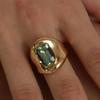 Простые и высококачественные зеленые турмалиновые толстые золотистые глянцевые винтажные кольца для женщин, легкие роскошные дизайнерские модные ювелирные изделия