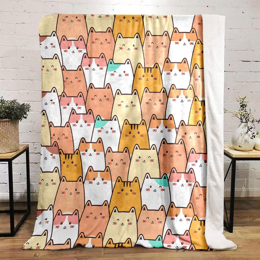 Cute Cartoon Cat Pattern Blanket Design print blanket soft and cozy perfect for the living room bed sofa or a nap,gift