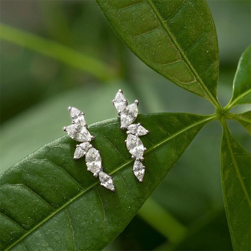 Xiaomi Huitan Simple Stylish Leaf Stud Earrings with Crystal Cubic Zirconia Exquisite Women Ear Piercing Accessories Versatile Jewelry
