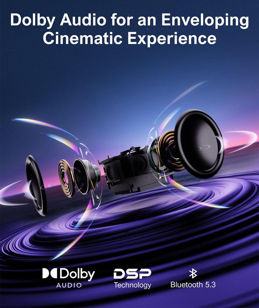 Проектор Ultimea Apollo P50, 800 ANSI люмен, собственное разрешение 1080P, Dolby Audio, автоматическая адаптация экрана и предотвращение объектов, Wi-Fi 6, Bluetooth 5.3