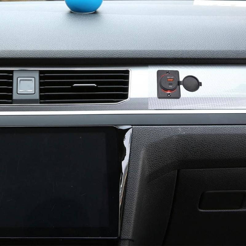 Водонепроницаемые USB-зарядные устройства для автомобиля, двойной порт QC3.0 и Type-C, совместимые для автомобиля, лодки, грузовика, монтаж без сверления, защита IP65