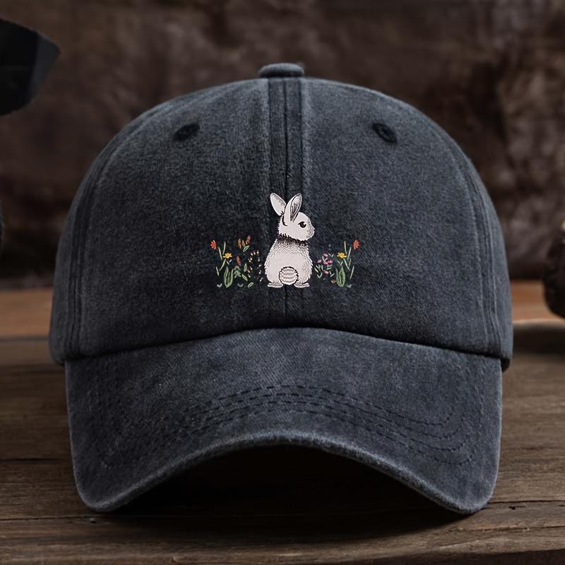 Бейсболка милый кролик цветочный принт легкая текстильная ткань для повседневных и официальных мероприятий отдых на открытом воздухе