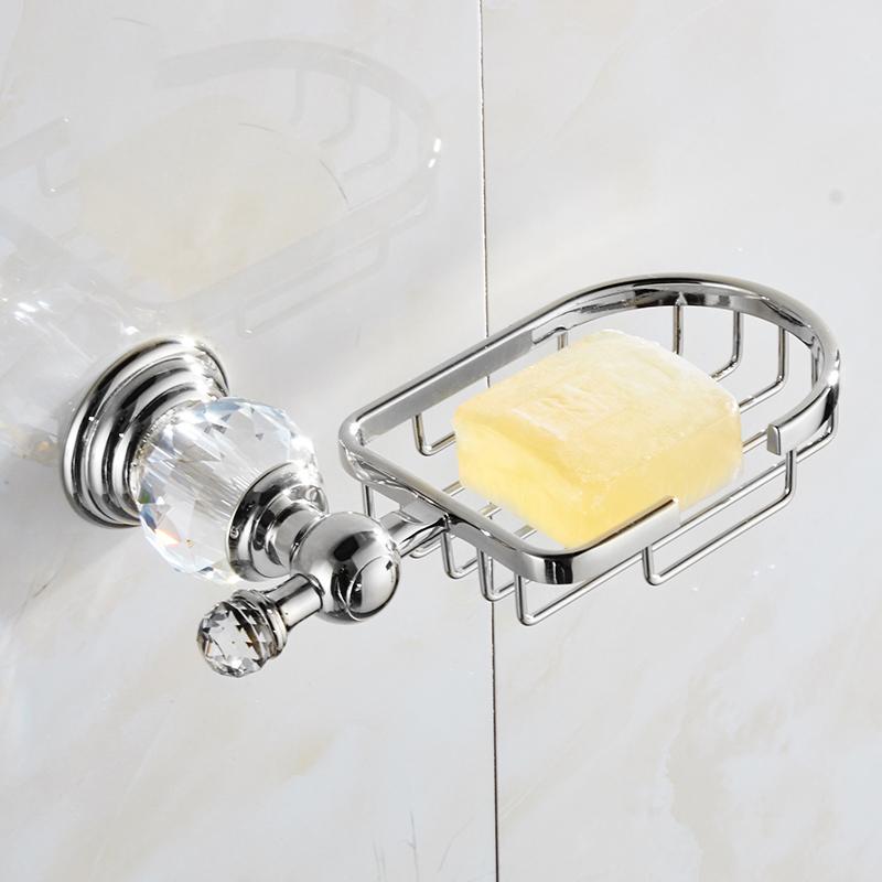 Bathroom Hardware Set Crystal Bath Towel Shelf Toilet Paper Holder Sliver Chrome Towel Bar Toilet Brush Holder Robe Hook EL8130