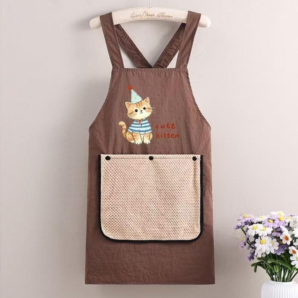 Anti-fouling Cooking Baking Bibs Cartoon Cat Catering Work Clothes Kitchen Apron for Home Kithen