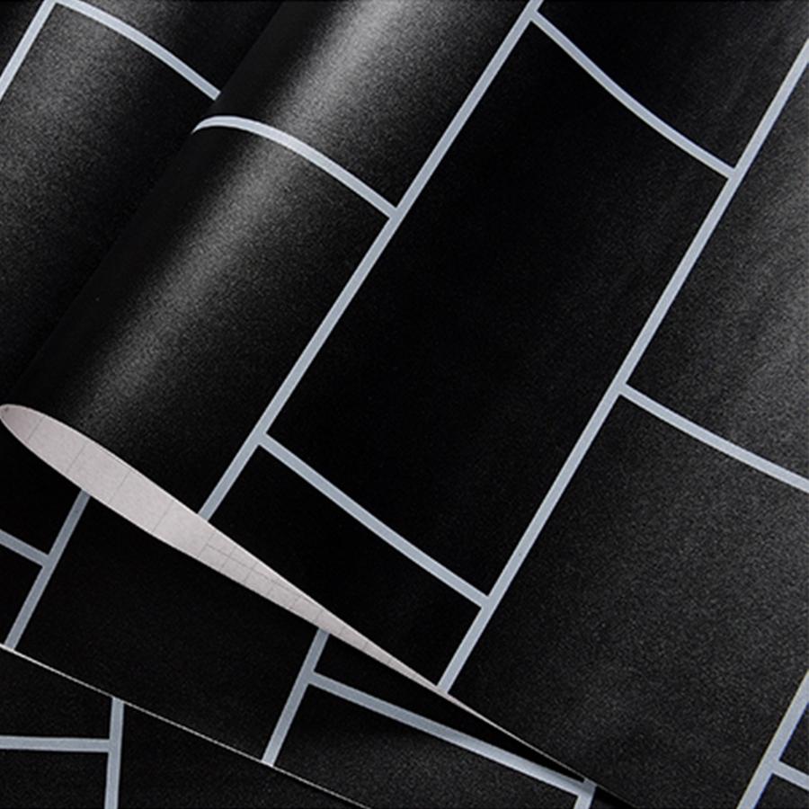 Скандинавский стиль Самоклеящиеся Черные Белые Кирпичные ПВХ Водонепроницаемые Обои ТВ Общежитие Спальня Комната Настенное Украшение Решетчатые Наклейки