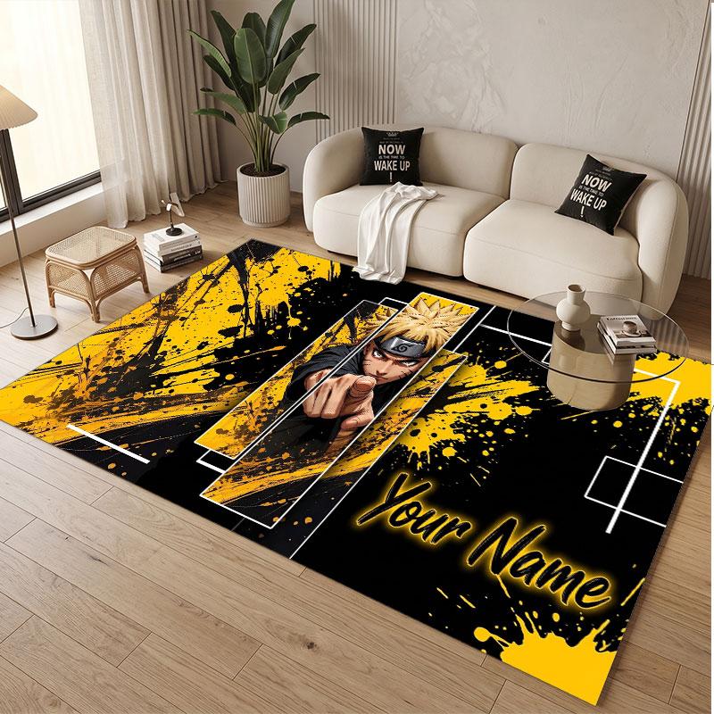 Custom Name Crystal Velvet Rug,Naruto Comfortable Anti Slip Floor Mat For Room Decoration