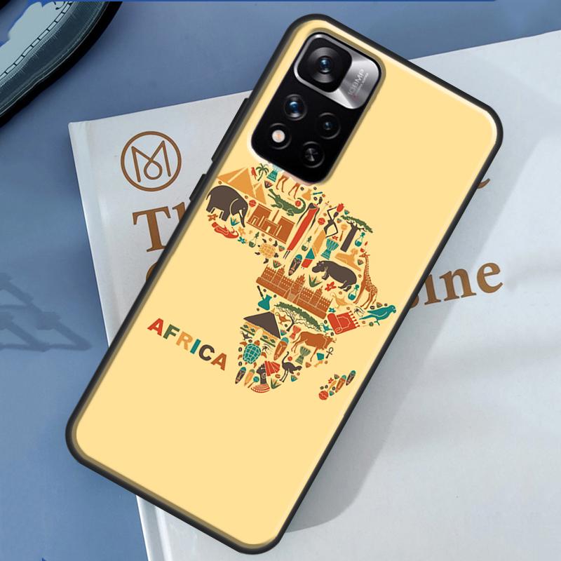 Africa Map Geography Painted Case For Xiaomi Redmi Note 14 13 11 9 10 12 Pro 9S 10S 11S 12S Redmi 10C 12C 13C 14C Cover