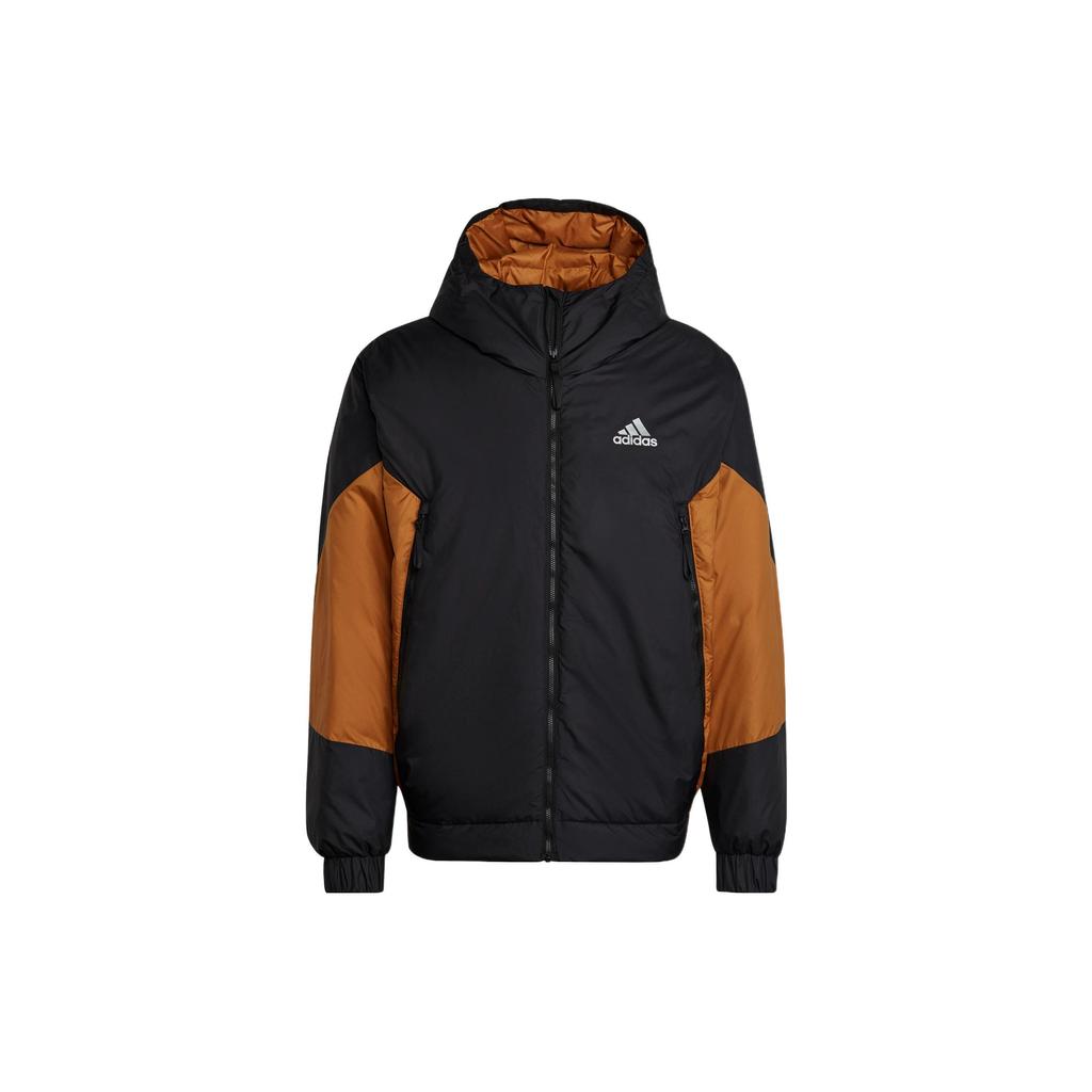 adidas Пуховик на молнии с логотипом и капюшоном, мужская верхняя одежда, разноцветный HK6667