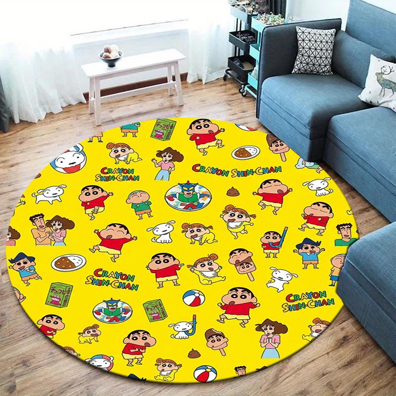 Crayon Shinchan Round Area Rug Carpet Rug For Living Room Bedroom Sofa Playroom Decor Nonslip Floor Mat