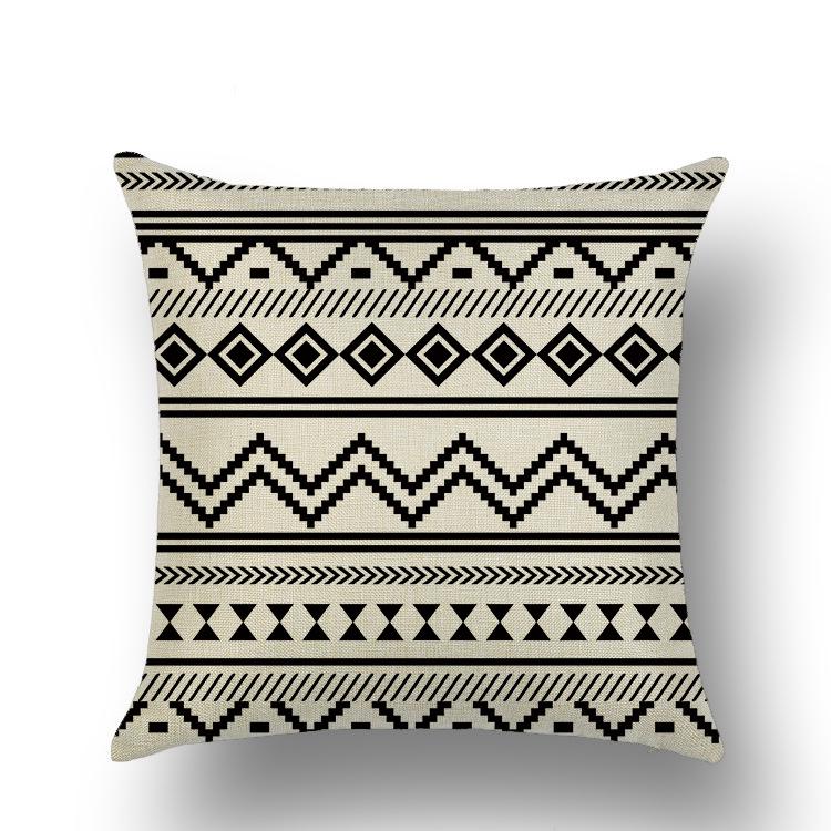 Скандинавская черно-белая геометрическая наволочка из льна, современная, в новоамериканском стиле, с абстрактным узором из треугольников, диванная подушка