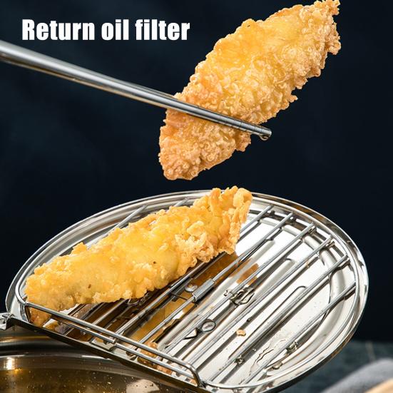 Фритюрница из нержавеющей стали с термометром и подставкой для сушки масла, японская