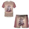 Мужской наряд, летняя футболка с коротким рукавом, модный комплект из 2 предметов, уличная одежда, спортивные пляжные шорты с 3D принтом, спортивная мужская одежда