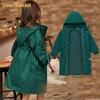Teenage Girls Trench Coat Add Cotton Hooded Fashion Winter Outdoors Double Breasted Long Windbreaker Thick Coat Outerwear Jacket