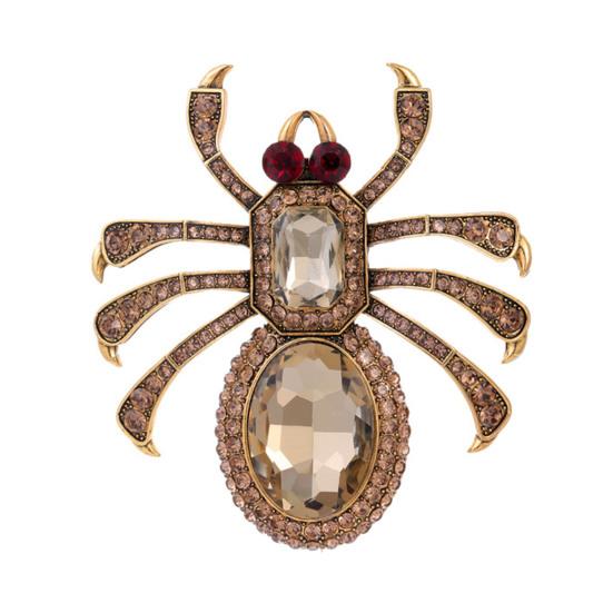 Унисекс, винтажная преувеличенная брошь в форме паука, брошь из искусственного кристалла, значок в форме животного, модные аксессуары