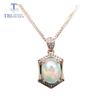 Natural Ethopian Opal Oval Cut 8*10 Pendants with Chain In 925 Sterling Silver Gemstone Necklace with Gift Box