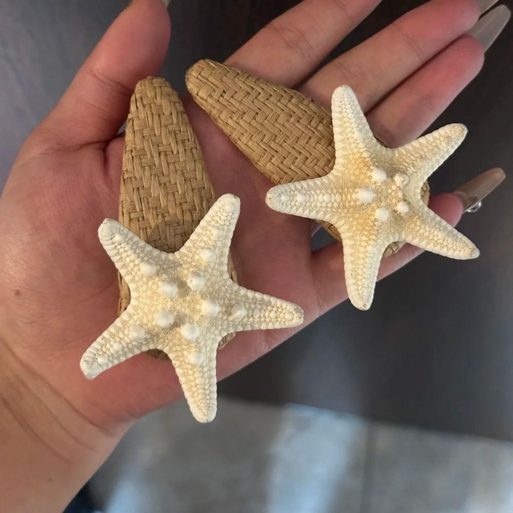Korean Style Starfish Hair Clip Summer Weaving Style Barrette Straw Hat Hairpin  Hair Accessories