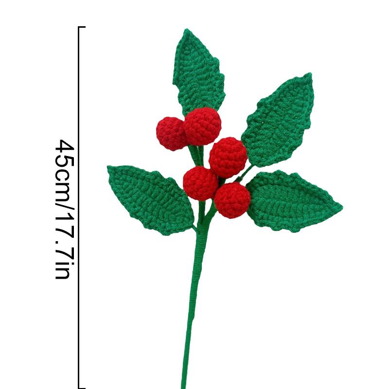 1 шт. Рождественские украшения Подарок Креативный ручной работы Готовый Рождественский букет Серия 2025 Вязаный крючком букет цветов Падуб Желудь