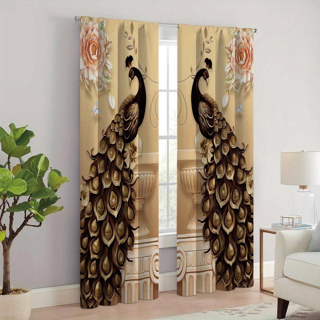 2 шт. Яркие шторы с рисунком Феникса для гостиной, спальни, украшения, 3D-цифровая печать, карманные шторы для гостиной, дома