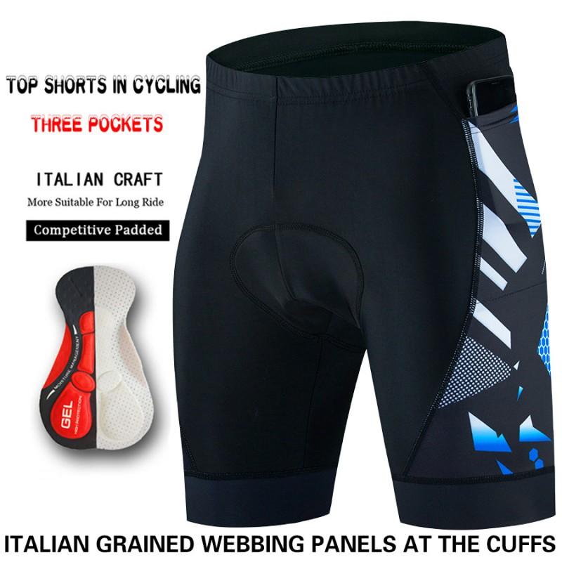 Mens Cycling Shorts With Gel Pad Breathable Quick Dry Compression 3 Pockets Road Bike Riding