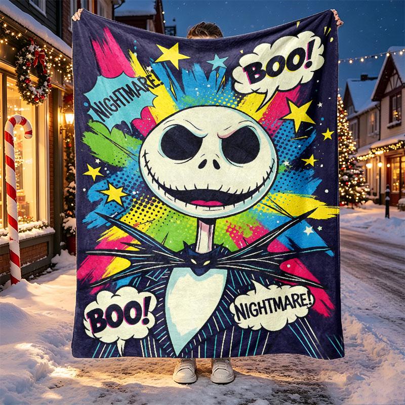 The Nightmare Before Christmas Pattern Blanket for Home Decoration, Bed, Sofa, Car Travel, Camping, Suitable for All Seasons, Birthday Christmas Gift