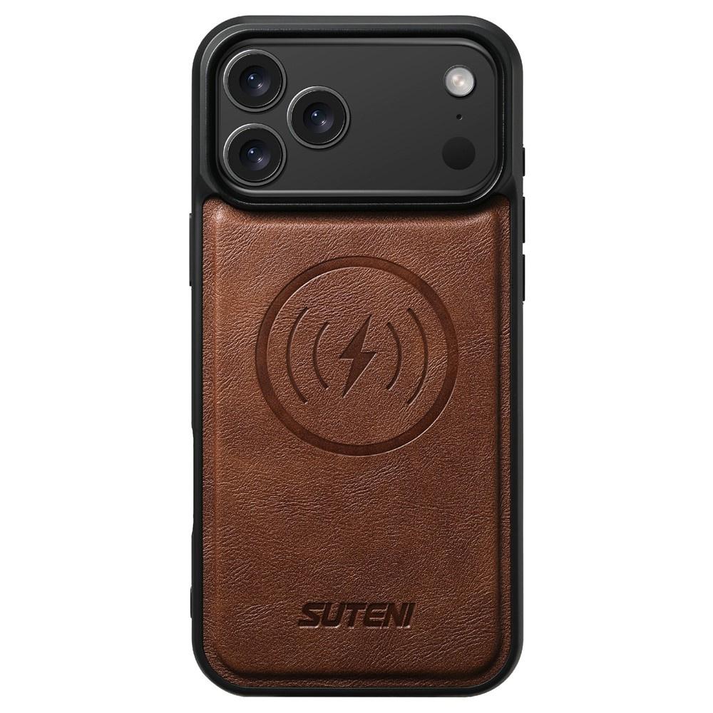 SUTENI 2-in-1 Flip Case for iPhone 17 Pro, MagSafe-Resistant, Brown
