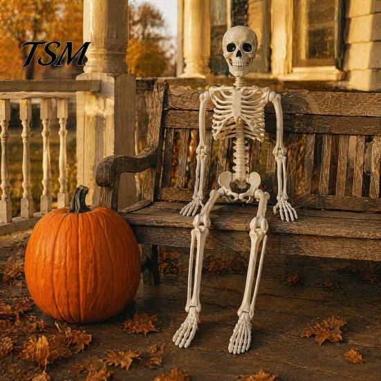 Realistic Plastic Skeleton for Yard Decor Halloween Decoration, 3Ft Life Size Full Body Human Bone, Posable Party Decorations with Movable Joints