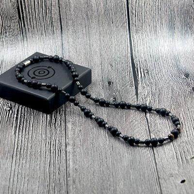 Модное классическое винтажное мужское ожерелье, матовое черное колье из натурального камня, ювелирные изделия для мужчин и женщин, подарок NSN016