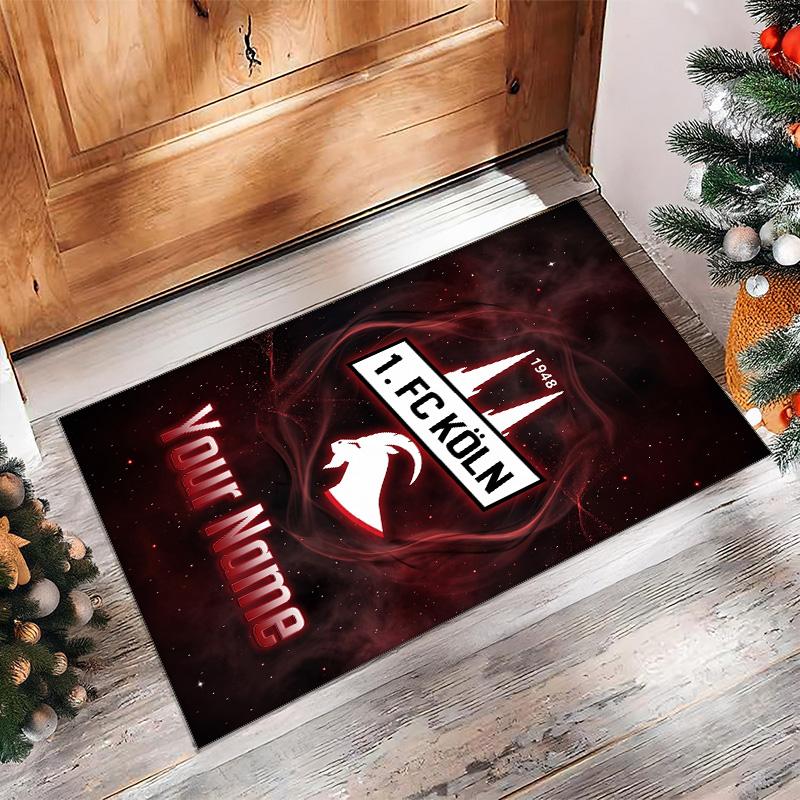 FC Köln Printed Crystal Velvet Rug Non‑Slip Crystal Velvet Carpet For Sofa Bedroom Indoor Home Decoration